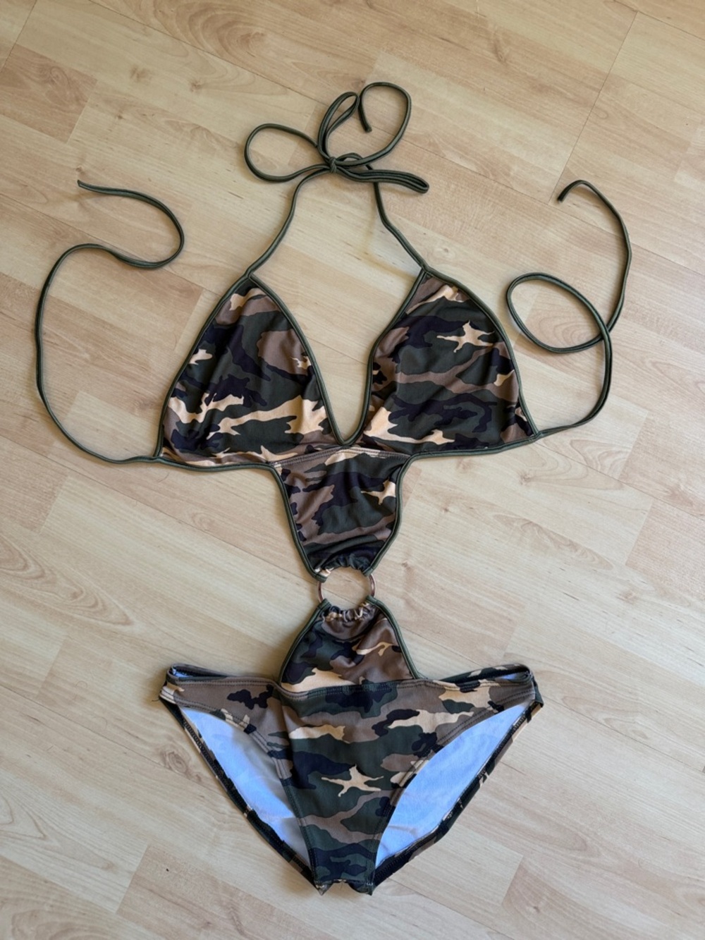 Camouflage Print Monikini One Piece Swimsuit